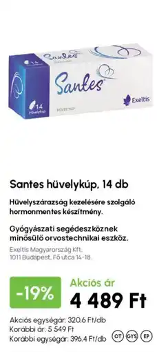 Alma Gyógyszertárak Santes hüvelykúp ajánlat