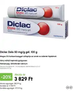 Alma Gyógyszertárak Diclac Dolo 50 mg/g gél ajánlat