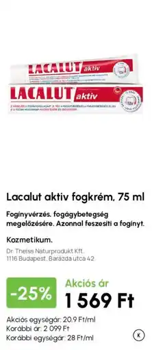 Alma Gyógyszertárak Lacalut aktiv fogkrém ajánlat
