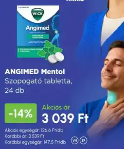 Alma Gyógyszertárak Wick angimed mentol ajánlat
