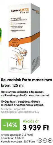 Alma Gyógyszertárak Reumablok Forte masszírozó krém ajánlat