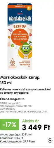 Alma Gyógyszertárak Marslakócskák szirup ajánlat