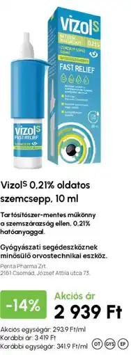 Alma Gyógyszertárak Vizols szemcsepp ajánlat