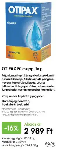 Alma Gyógyszertárak Otipax fülcsapp ajánlat