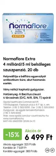 Alma Gyógyszertárak Normaflore Extra 4 milliárd/5 ml belsőleges szuszpenzió ajánlat
