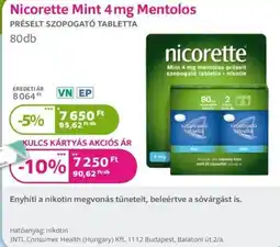 Kulcs Patika Nicorette Mint ajánlat