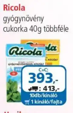 ÁRKLUB Ricola gyógynövény cukorka ajánlat