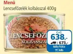 ÁRKLUB Menu lencsefőzelék ajánlat