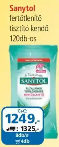 ÁRKLUB Sanytol fertőtlenítő tisztító kendő ajánlat