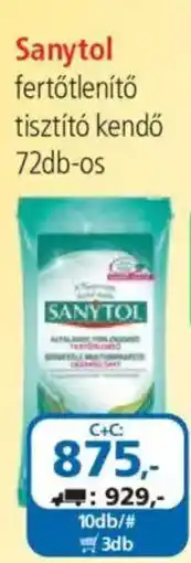 ÁRKLUB Sanytol fertőtlenítő tisztító kendő ajánlat