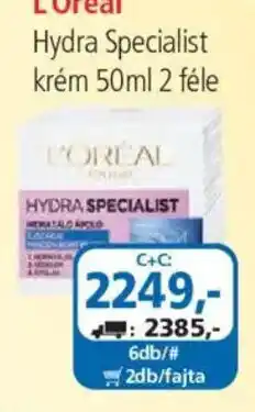 ÁRKLUB L'oreal hydra specialist krém ajánlat