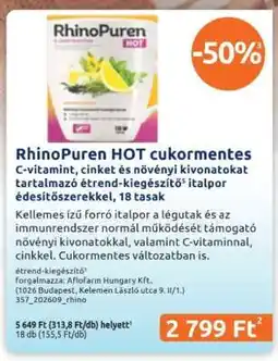 Benu Gyógyszertárak RhinoPuren HOT cukormentes ajánlat