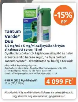 Benu Gyógyszertárak Tantum Verde Duo ajánlat
