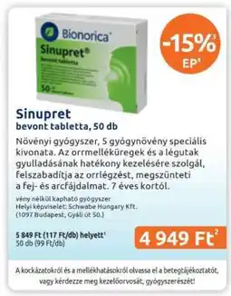Benu Gyógyszertárak Sinupret ajánlat