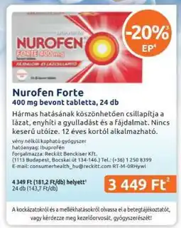 Benu Gyógyszertárak Nurofen Forte ajánlat