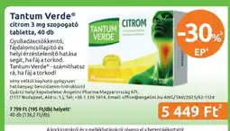 Benu Gyógyszertárak Tantum Verde citrom 3 mg szopogató tabletta, 40 db ajánlat