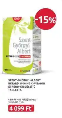 Benu Gyógyszertárak SZENT-GYÖRGYI ALBERT RETARD 1000 MG C-VITAMIN ajánlat