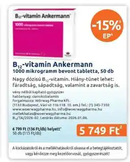 Benu Gyógyszertárak B12-vitamin Ankermann ajánlat