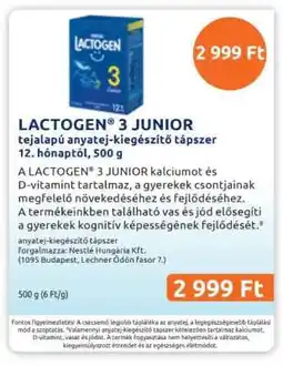 Benu Gyógyszertárak LACTOGEN 3 JUNIOR ajánlat