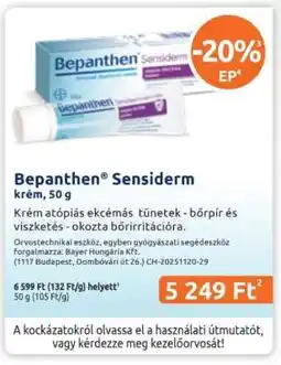 Benu Gyógyszertárak Bepanthen Sensiderm ajánlat