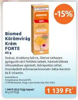 Benu Gyógyszertárak Biomed Körömvirág Krém FORTE ajánlat