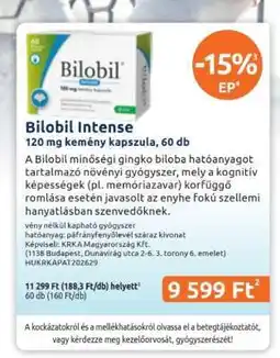 Benu Gyógyszertárak Bilobil Intense ajánlat