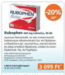Benu Gyógyszertárak Rubophen 500 mg tabletta, 30 db ajánlat