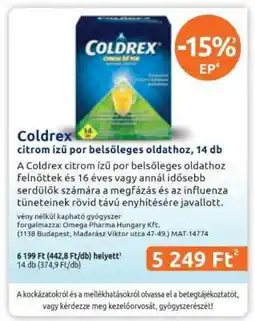 Benu Gyógyszertárak Coldrex ajánlat