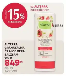 Rossmann ALTERRA GRÁNÁTALMA ÉS ALOE VERA BALZSAM ajánlat