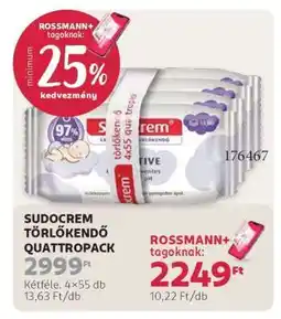 Rossmann Sudocrem törlőkendő quattropack ajánlat