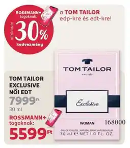 Rossmann TOM TAILOR EXCLUSIVE NŐI EDT ajánlat