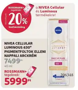 Rossmann NIVEA CELLULAR LUMINOUS 630° PIGMENTFOLTOK ELLENI NAPPALI ARCKRÉM ajánlat