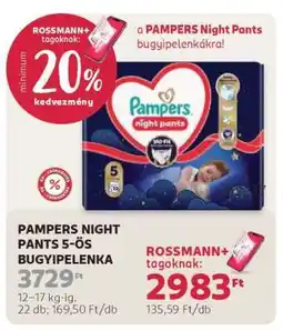 Rossmann PAMPERS NIGHT PANTS 5-ÖS BUGYIPELENKA ajánlat