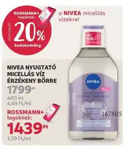 Rossmann NIVEA NYUGTATÓ MICELLÁS VÍZ ÉRZÉKENY BŐRRE ajánlat