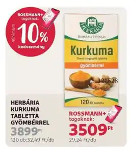 Rossmann HERBÁRIA KURKUMA TABLETTA GYÖMBÉRREL ajánlat