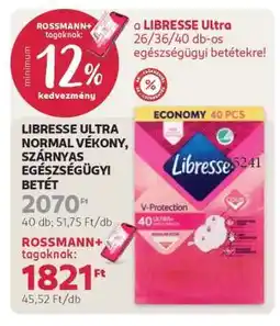 Rossmann LIBRESSE ULTRA NORMAL VÉKONY, SZÁRNYAS EGÉSZSÉGÜGYI BETÉT ajánlat
