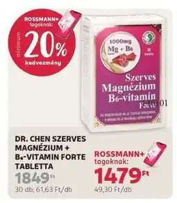 Rossmann DR. CHEN SZERVES MAGNÉZIUM + B6-VITAMIN FORTE TABLETTA ajánlat