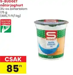 Spar S budget natúr joghurt ajánlat