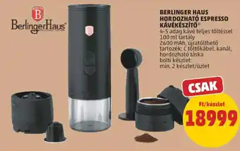 BerlingerHaus hordozható espresso kávékészítő