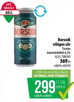 Coop Borsodi világos sör ajánlat
