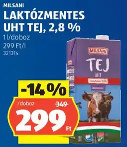 ALDI Milsani laktózmentes tej ajánlat