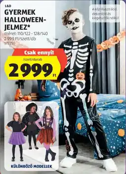 ALDI L&D gyermek halloween-jelmez ajánlat