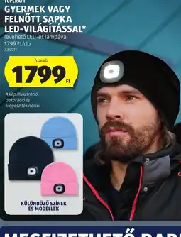 ALDI Topcraft gyermek vagy felnőtt sapka led-világítással ajánlat