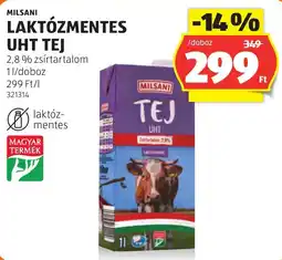 ALDI Milsani laktózmentes tej ajánlat