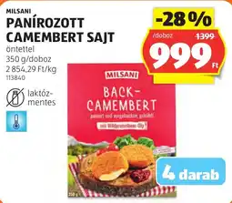ALDI Milsani panírozott camembert sajt ajánlat