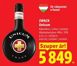 Lidl Zwack unicum ajánlat