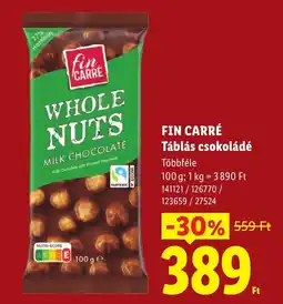 Lidl Fin carré táblás csokoládé ajánlat