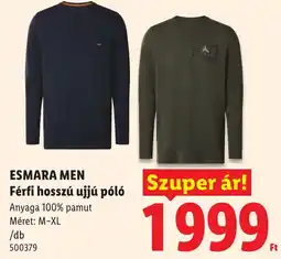 Lidl Esmara men férfi hosszú ujjú póló ajánlat