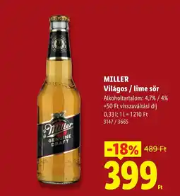 Lidl Miller vilagos ajánlat