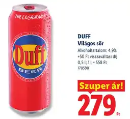 Lidl Duff világos sör ajánlat